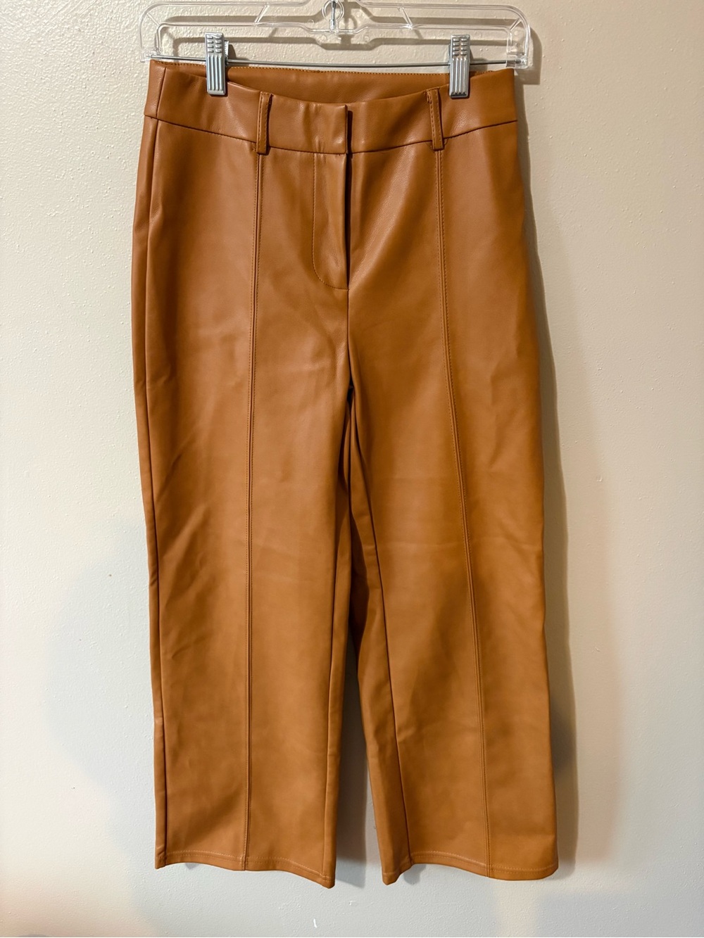 7 For All Mankind Vegan Faux Leather Wide Leg Cropped Pants women’s size XS